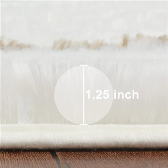 New White/Beige Soft Fluffy Area Rug - Picture 2 of 6
